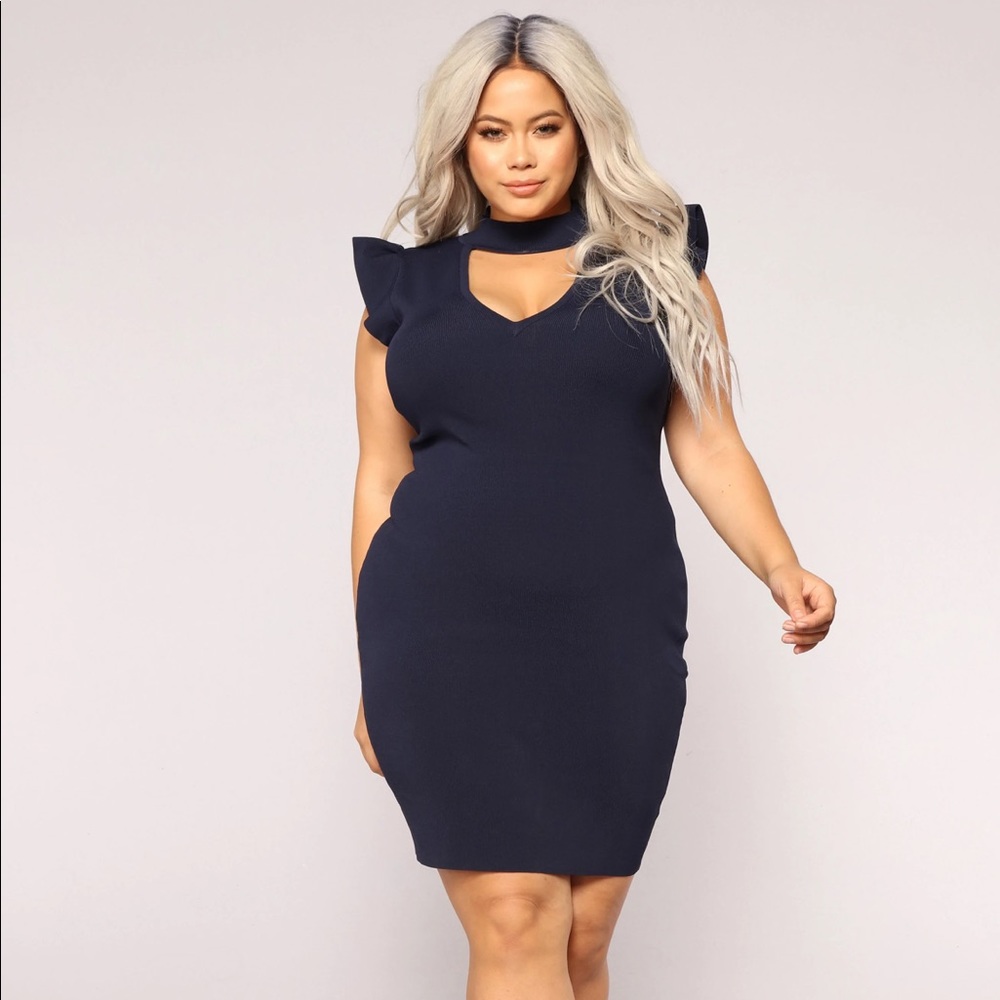 Fashion Nova NAVY BLUE rare babe dress size 1X